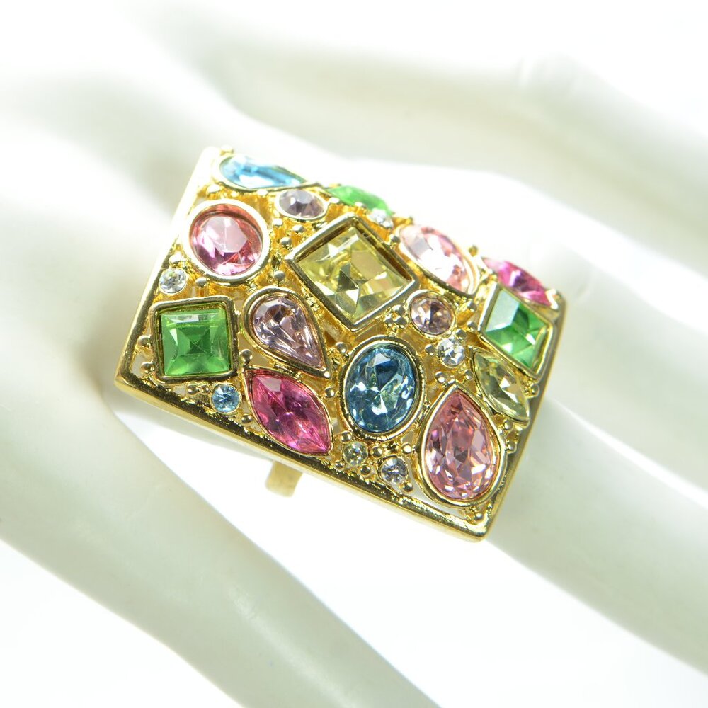 Vintage Kenneth Jay Lane Kjl Crystal Cocktail Ring - image 2